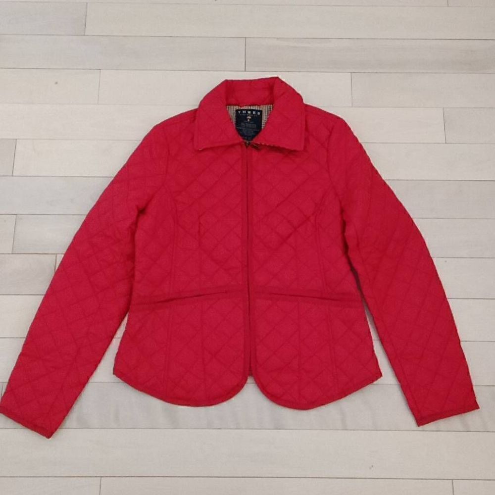 THRE3 Women's Red Light Weight Puffer Quilted Coat Jacket Size S